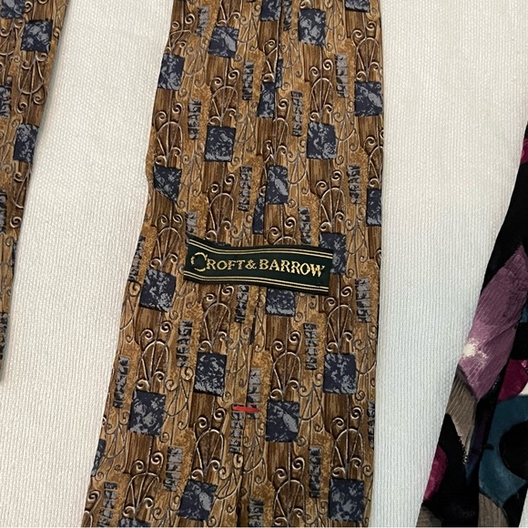 Oscar de la Renta, Croft & Barrow & J.T Beckett 3 Silk Ties Black Brown Blue - Picture 6 of 12